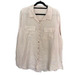 Soft Surroundings Linen button up long sleeve shirt top